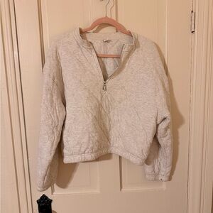 Old Navy Cropped Light Gray Zip Pullover